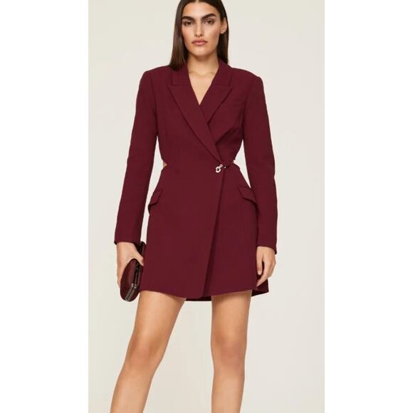 SIMKHAI Jayda Cut Out Crepe Blazer Long sleeve Mini Dress size 4 - Picture 1 of 14